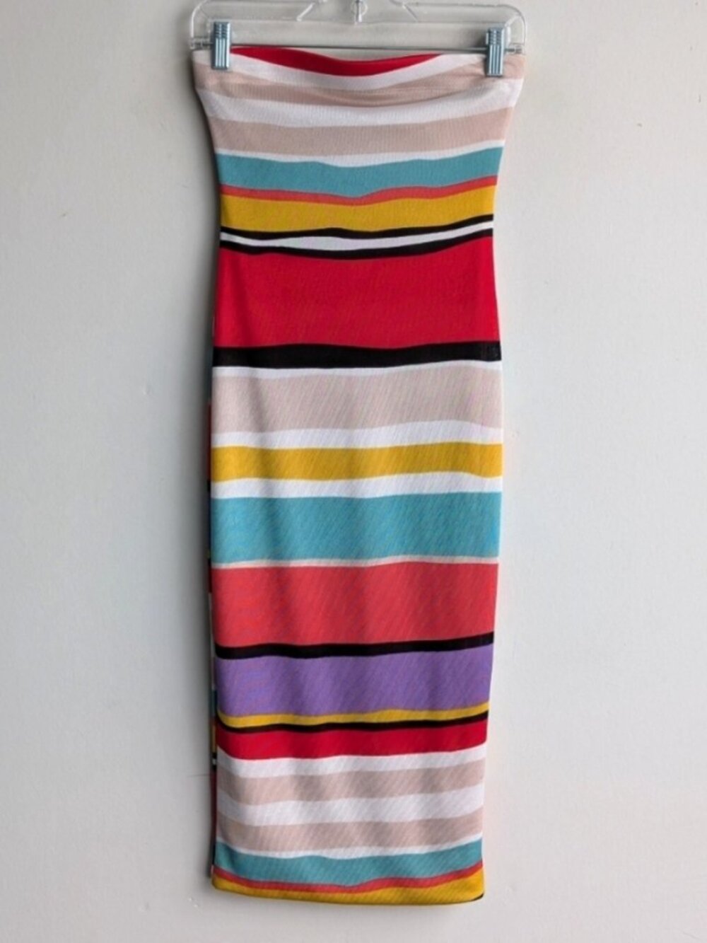 Edin Colourful Striped Strapless Tube Bodycon Dress